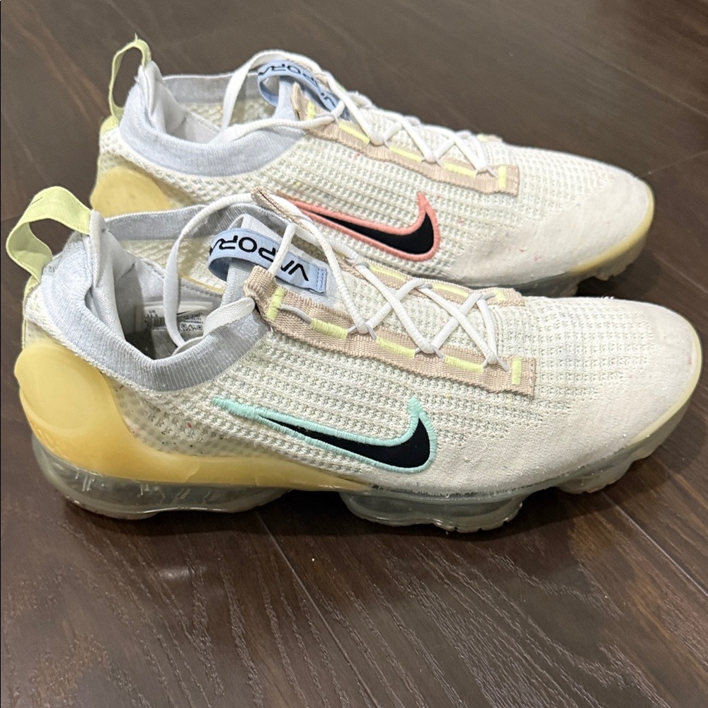 Nike Vapor Max Sneakers - Cream and Yellow with Multicolor Accents (Men’s 11.5)